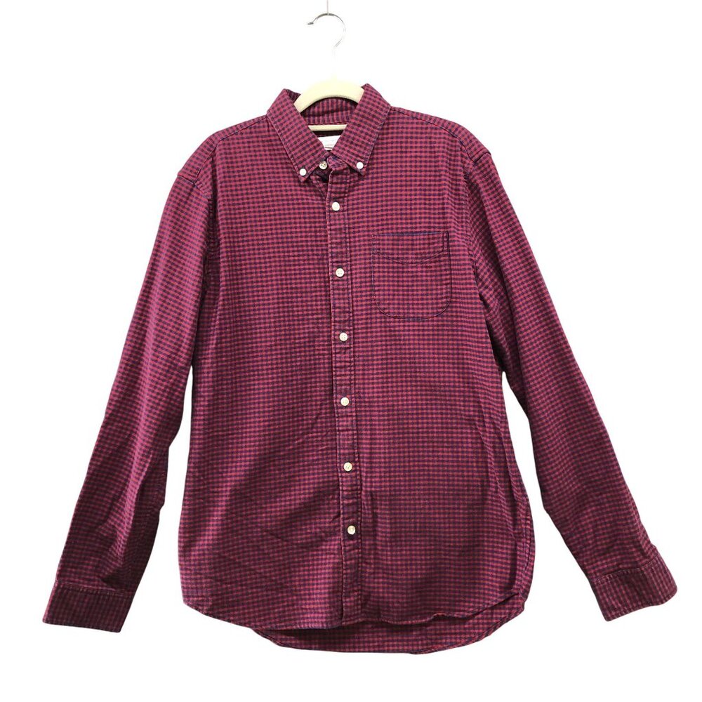 Gap‎ Standard Fit Stretch Long Sleeve Button Down Shirt Mens M Red Blue Plaid